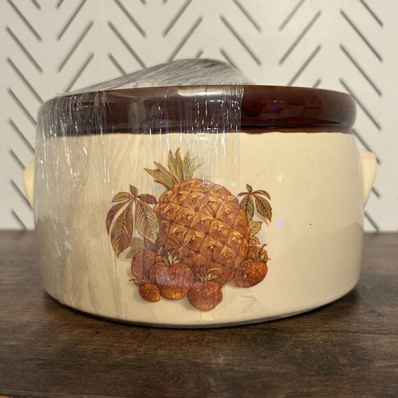 Vintage McCoy Pottery Strawberry Pineapple Country Soup Tureen 1421 70s Retro - Picture 2 of 15